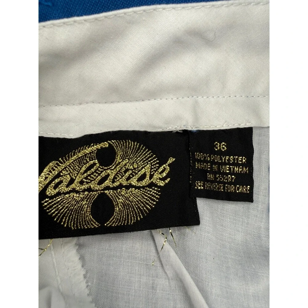 Vintage Style Mens Royal Blue Pleated Cuffed Dress Shorts Size 36 Polyester